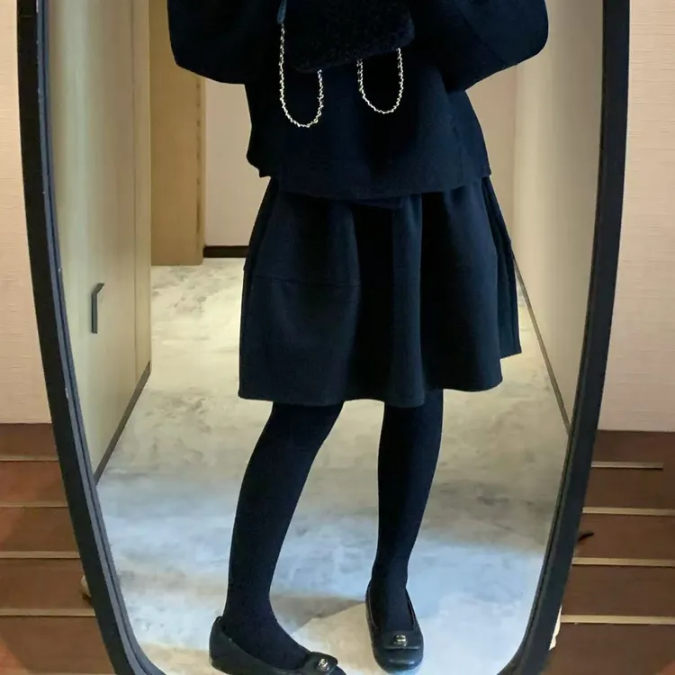 2025新款时尚简约百搭秋冬毛呢花苞裙韩系甜美少女高腰半身裙