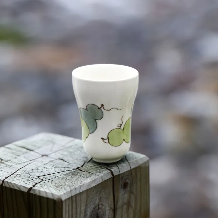 百垚纯手工手绘草木灰葫芦杯家用小容量闻香杯品茗杯精致茶杯