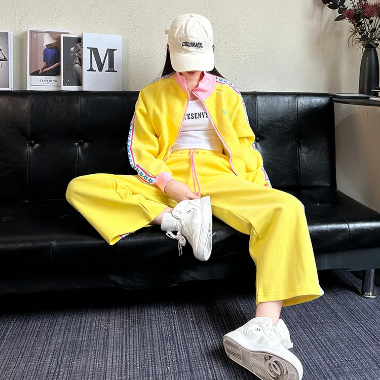 韩系春秋多巴胺卫衣套装2025初中生女童新款洋气休闲宽松运动裤子