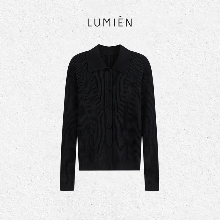 【LUMIEN 新品】绵羊毛长袖修身翻领针织开衫LX5CSS075