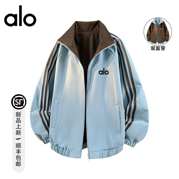 【官方奥特莱斯】品牌折扣 秋季潮流双面穿夹克撞色条纹情侣款外套