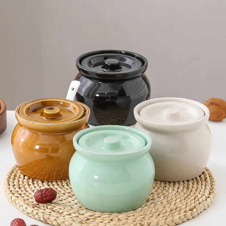 炖盅瓦罐隔水炖一人食蒸蛋炖罐带盖汤罐蒸碗中式陶瓷煨汤汤盅mm