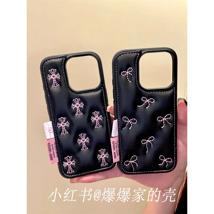适用苹果iphone16promax皮纹气垫15pro韩风14ins小众13创意手机壳