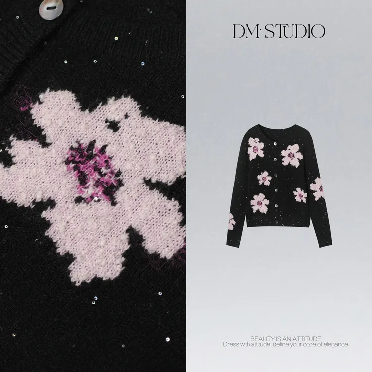 DEDM•STUDIO/百搭精致感气质减龄排扣针织开衫毛衣2511ZZS/5897