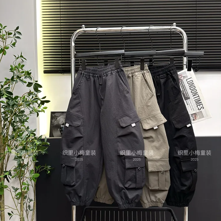 纯棉男童裤子秋款2025新款童装中大童秋装长裤运动儿童工装裤洋气