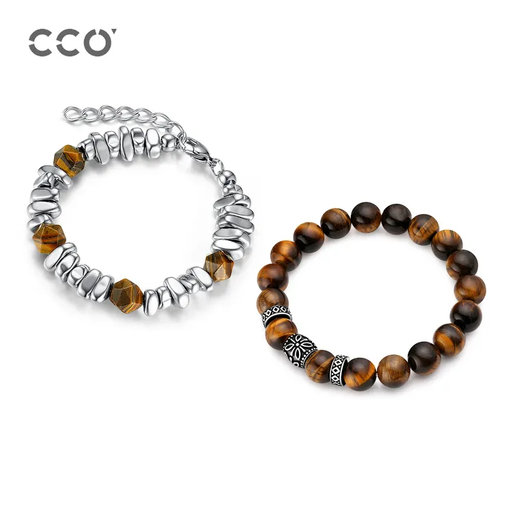Cirocco 合金仿水晶手链 手串两件套06男士手链叠戴组合小众礼物