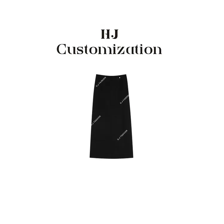 【 郝洁 】“慕斯裙”气质高级优雅显瘦百搭后开叉羊毛半裙6180