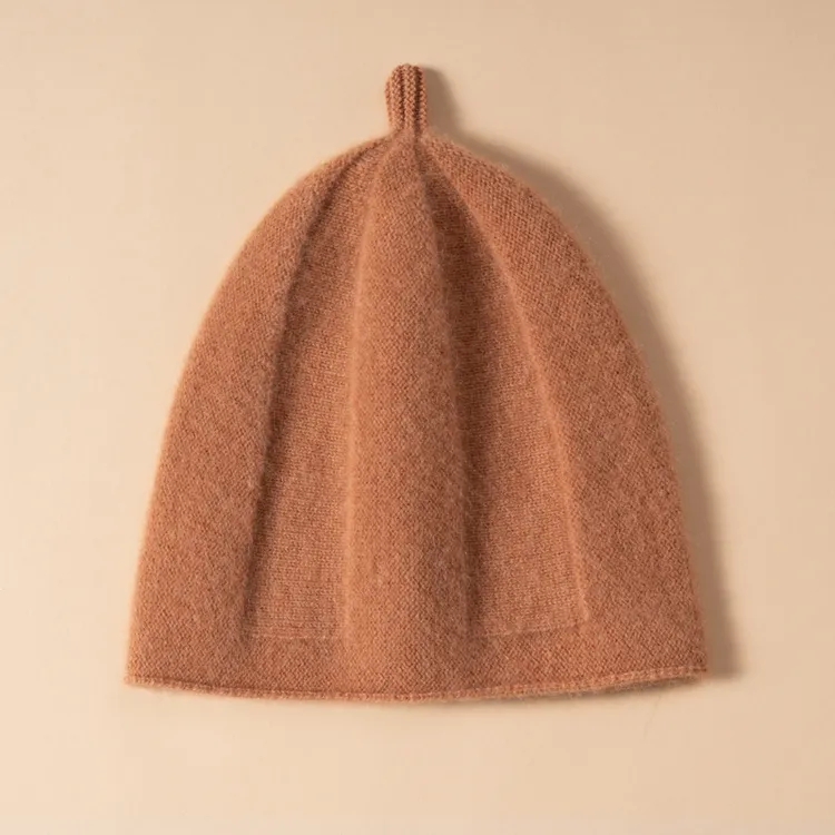 100%纯羊绒儿童南瓜帽子卡通风休闲锥形男女无檐帽子欧若假日风