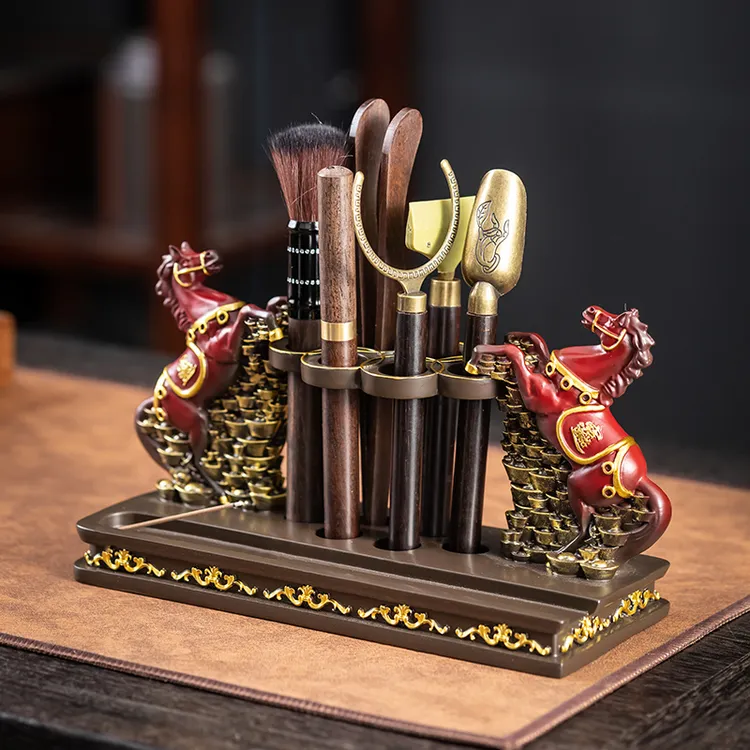 新款茶道六君子大全杯架茶针茶刀茶则泡茶工具茶桌用品马年礼品