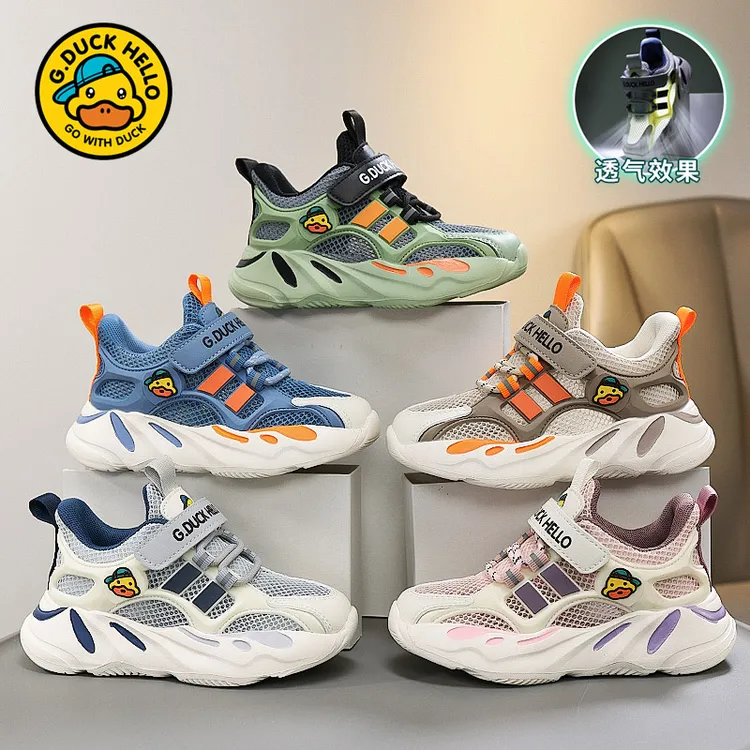 小黄鸭男童鞋2026春秋新款女童软底中大童运动鞋网面儿童机能鞋子商品图