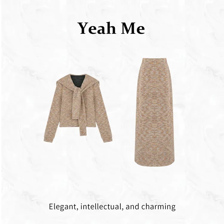 Yeah Me/也觅【秋叶凛冬】冬季新款时尚休闲气质百搭半身裙套装女