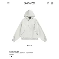 NOONOZ潮牌美式拉链大口袋通勤卫衣外套男中性风重磅百搭连帽开衫