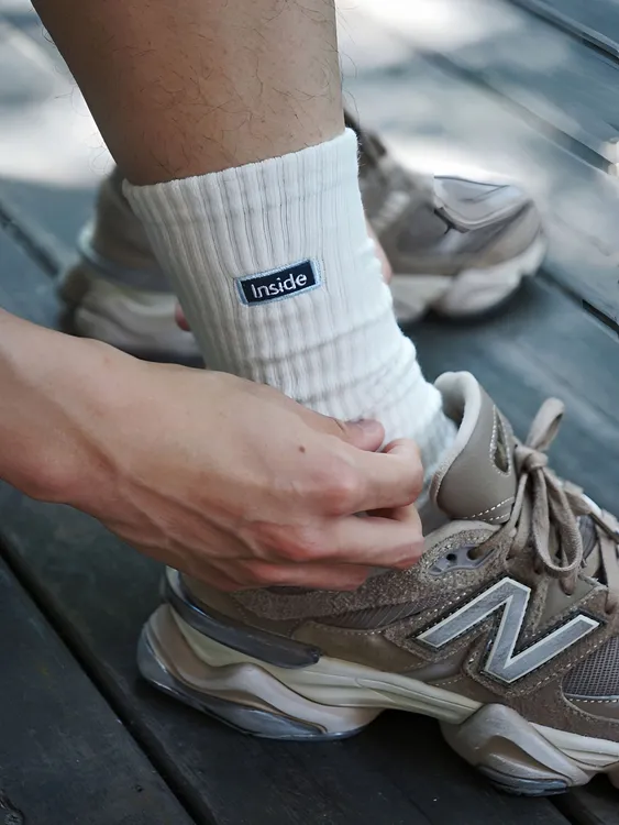 Inside日潮休闲白袜Cityboy运动袜毛巾底白色长筒袜