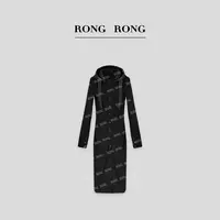 溶溶S【腰精女主】RONG 莫代尔拼接收腰显瘦连帽连衣裙 F-A8965901