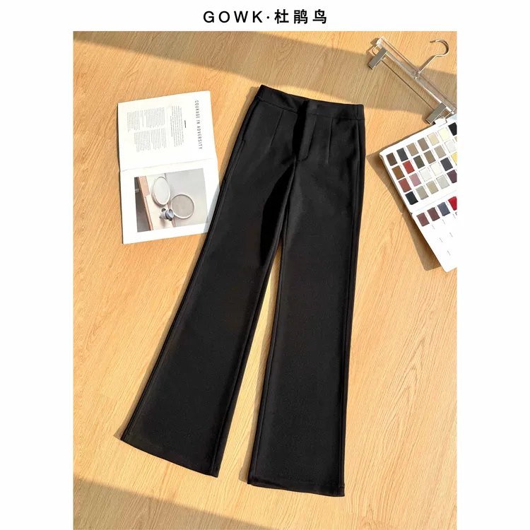 GOWK/杜鹃鸟立体有型 | 奢感羊毛微喇裤 修身显瘦暖冬神搭