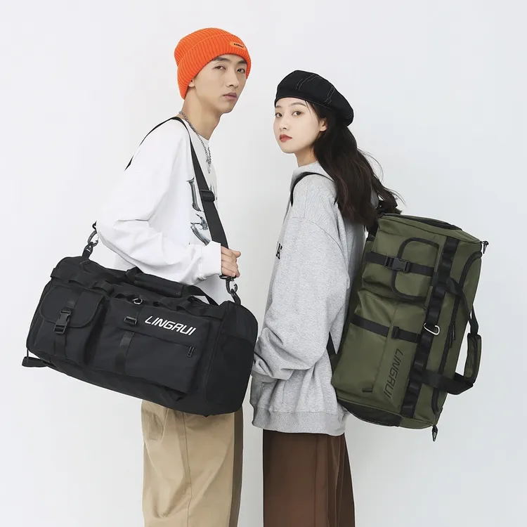 多用途单肩斜挎包手提大容量旅行包背包行李袋干湿分离收纳健身包