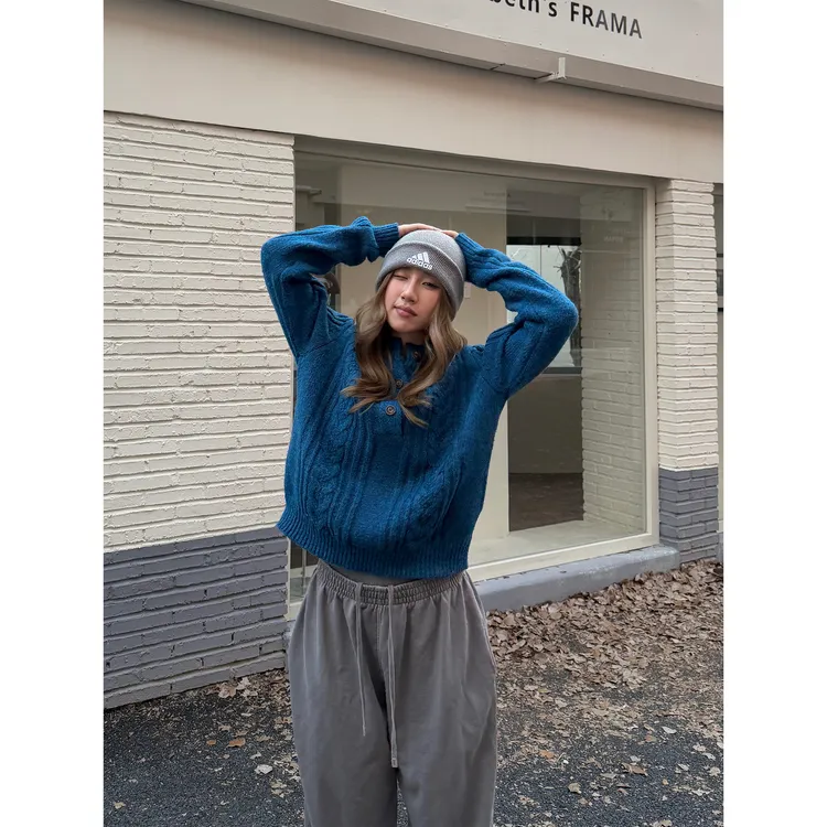 CCYE川川也复古麻花编织立体感毛衣休闲宽松慵懒ins保暖上衣秋冬