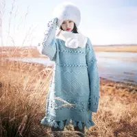 【7折出清】棉麻记2025年春秋新款针织毛衫中长款打底毛衣裙女