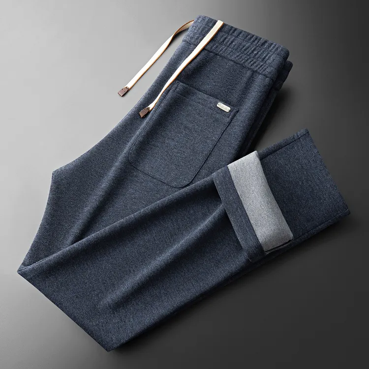 VENUIWON/温纽旺秋冬意式老钱风加厚保暖羊毛呢男士直筒休闲裤男
