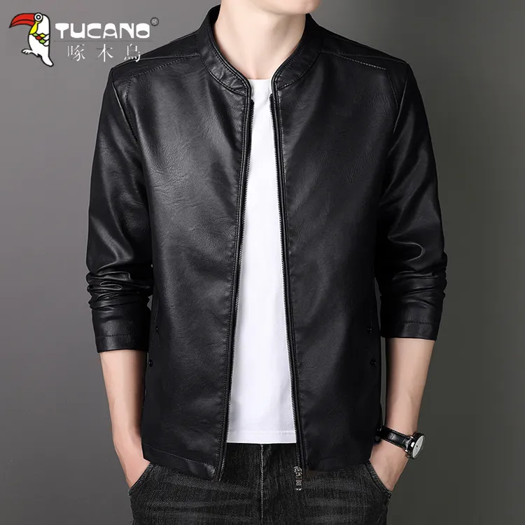TUCANO/啄木鳥正品男士立领皮衣春秋季薄款防风百搭皮夹克外套男