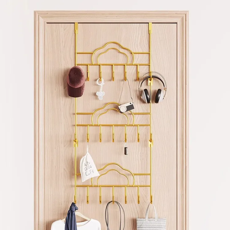 三层门后挂钩免打孔挂衣架衣服收纳门框挂架租房加长包包壁挂衣钩
