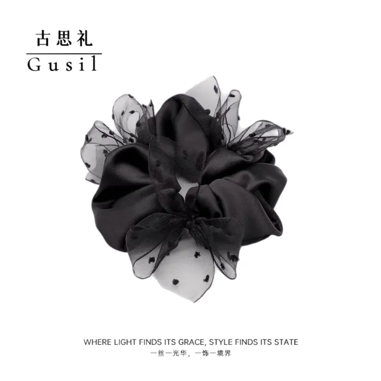 叶叶推荐赫本风大肠发圈波点蝴蝶结缎面大肠发圈2025爆款洋气发饰