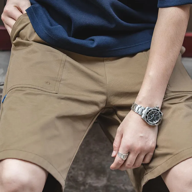 法式复古纯棉运动短裤美式五分休闲宽松直筒沙滩裤男夏季