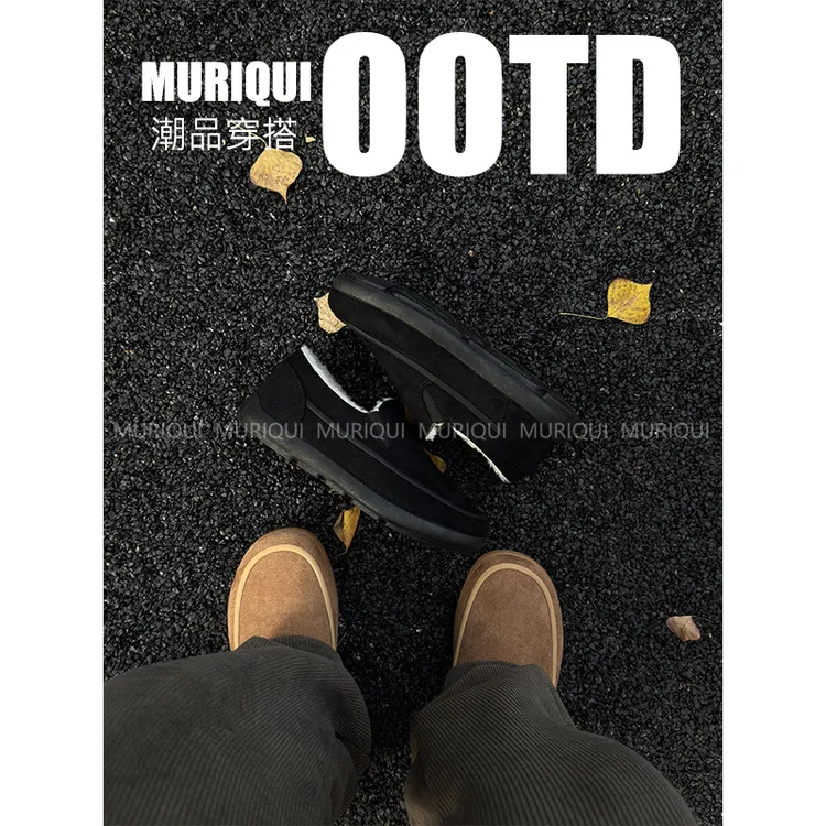 MURIQUI Normcore棉鞋男冬季新款加绒保暖一脚蹬休闲百搭勃肯鞋
