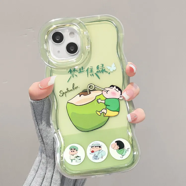 椰子小新适用苹果16promax手机壳iphone14透明双支架15硅胶13防摔