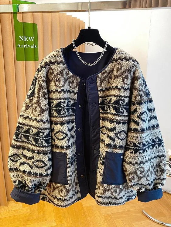 高级感两面穿毛茸茸外套女秋冬装2025新款宽松加厚保暖摇粒绒上衣