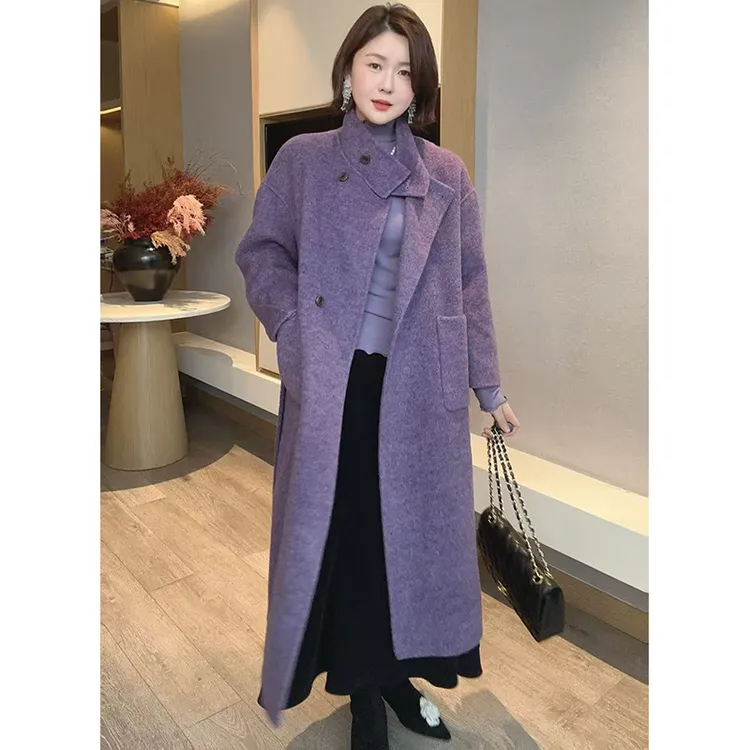 【DIS 定制】【紫气东来】秋冬100绵羊毛双面呢中长款大衣Z525X18530