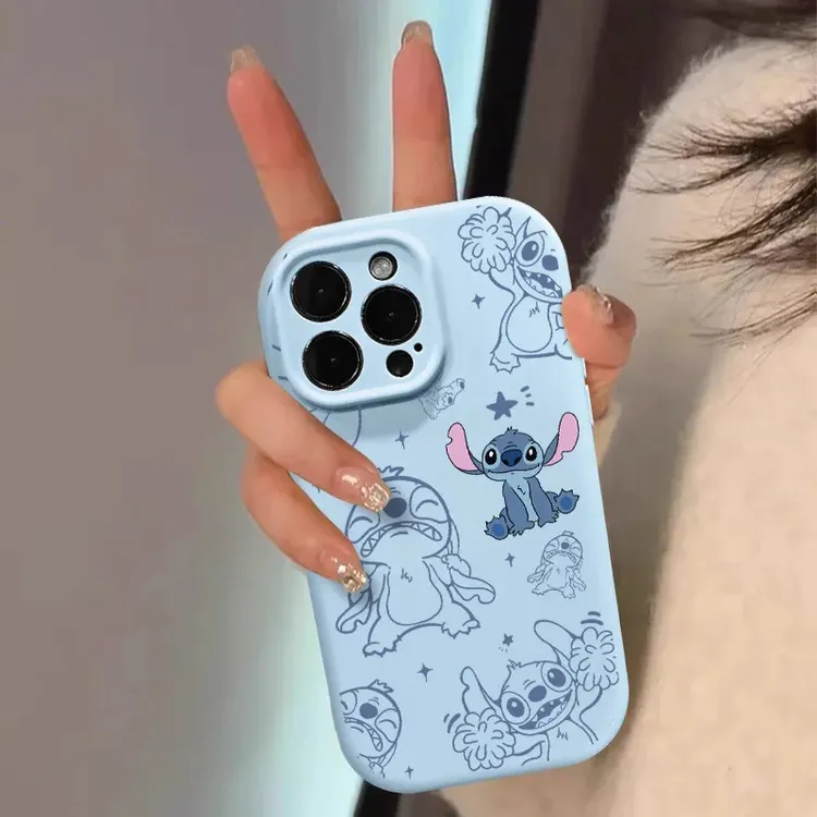 蓝色史迪仔适用苹果14手机壳15Plus可爱iPhone13防摔11/12Promax