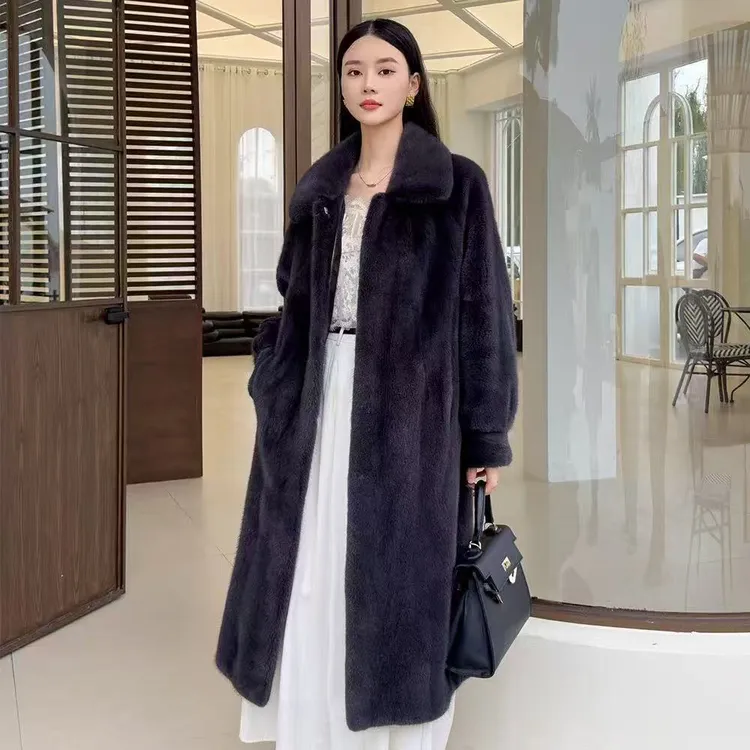 【金标正版】海宁貂绒加厚外套过膝韩版立领女环保百搭韩版冬外套