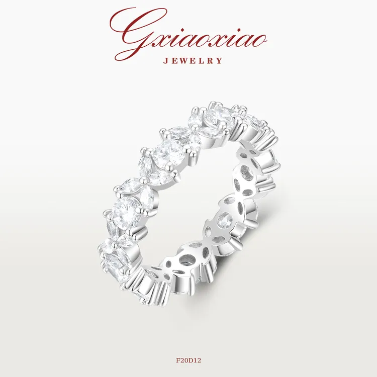 G XIAOXIAO 镀K金 满镶四叶花朵戒指 F20D12