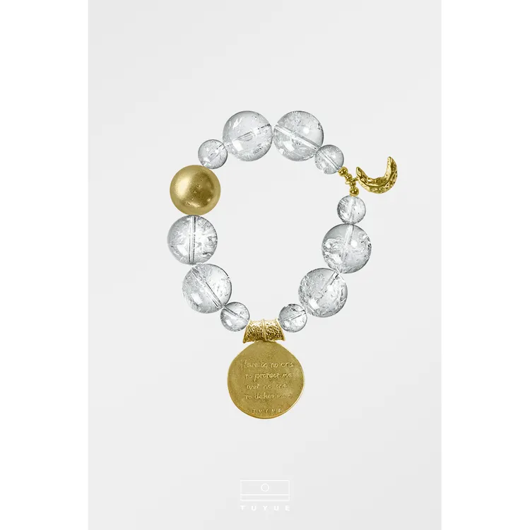 黄铜吊坠 TUYUE涂月 原创设计 黄铜镀金月相疗愈 吊坠/水晶手串