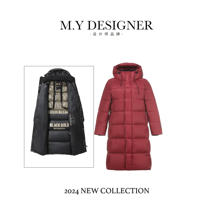 羽绒服男女同款中长款冬季户外防风保暖厚实8112潮流红色连帽