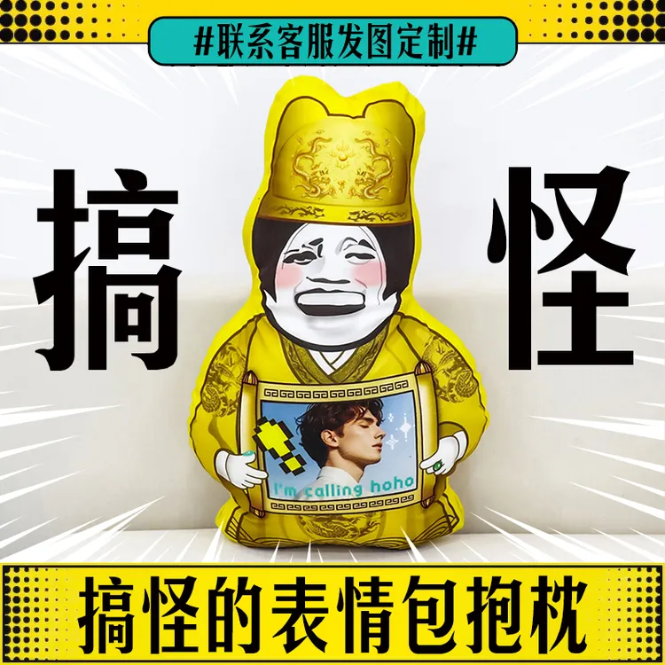 表情包抱枕来图定制情侣卧室创意个性两用可爱风彩绘摆设搞怪风格