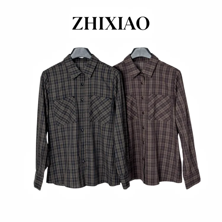 【ZHIXIAO】秋冬新款：翻领格子衬衫61136