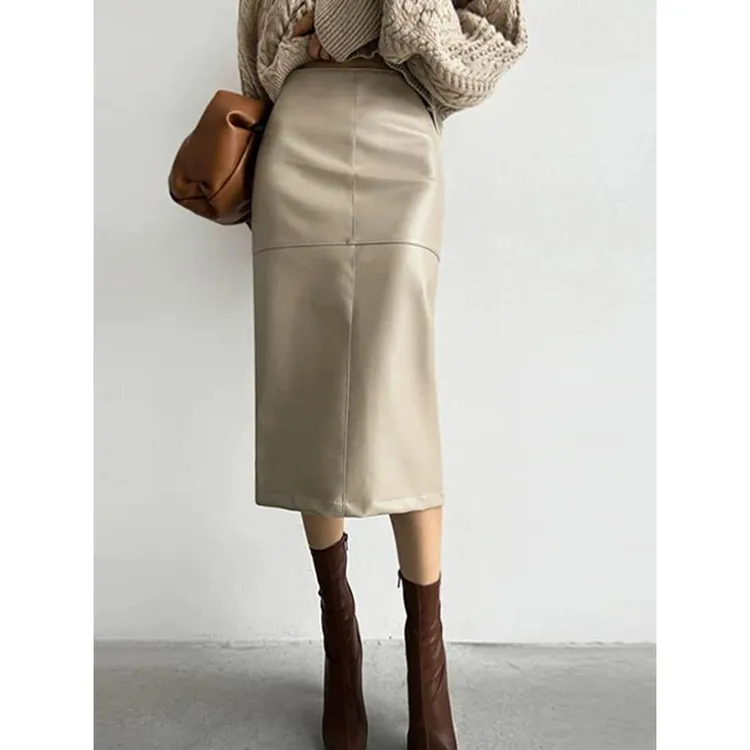 海宁真皮半身裙秋冬2025新款设计感高腰名媛气质包臀裙皮裙中长款