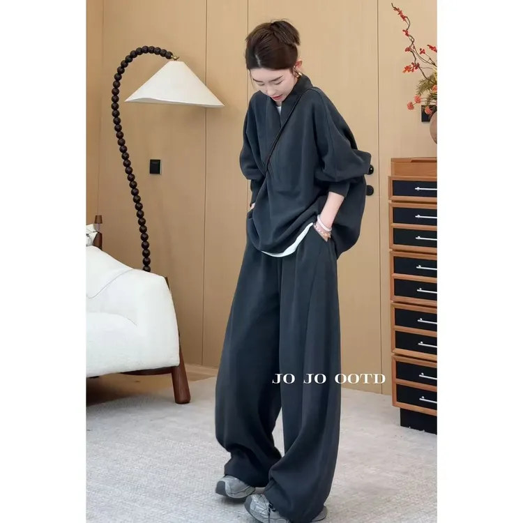 玖了个玖 2025新款【超燃态度】显瘦百搭卫衣休闲裤两件套2508C5229