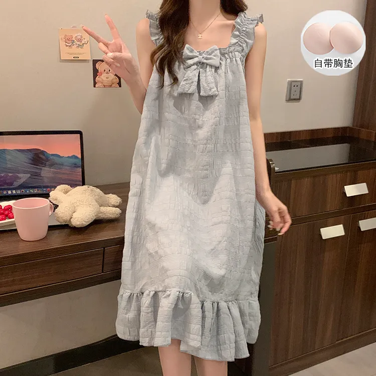 2025新款高颜值吊带睡裙女夏季薄款公主风洋气网红爆款带胸垫睡衣