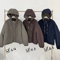 新款时尚百搭简约气质休闲纯色连帽棉服外套M396