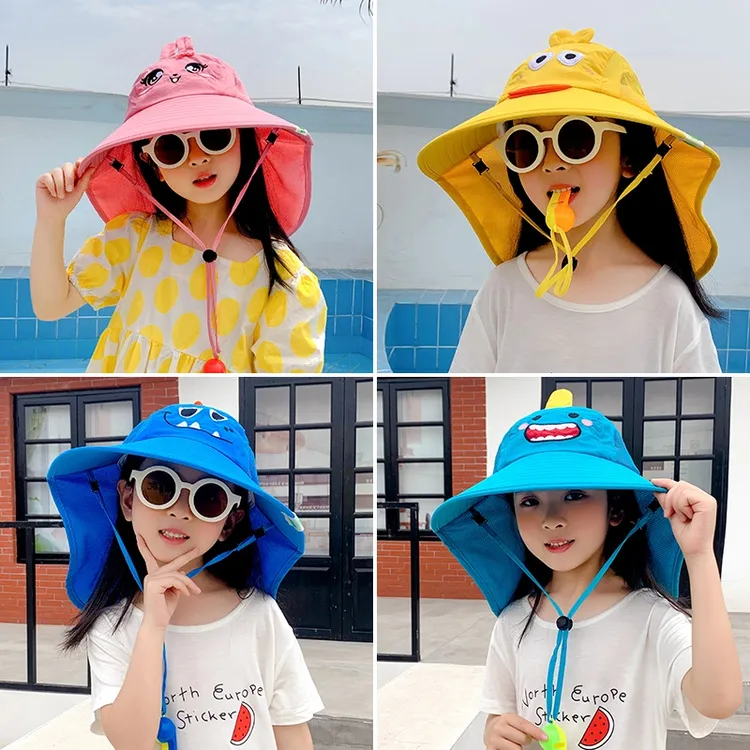 【超大帽檐】儿童防晒帽宝宝遮阳帽幼儿防晒帽恐龙夏季大帽檐沙滩帽
