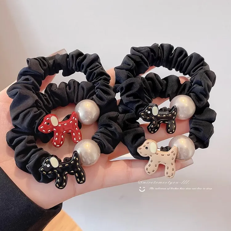 卡通小狗圆球橡皮筋女2025新款个性简约扎马尾高弹力发绳头饰