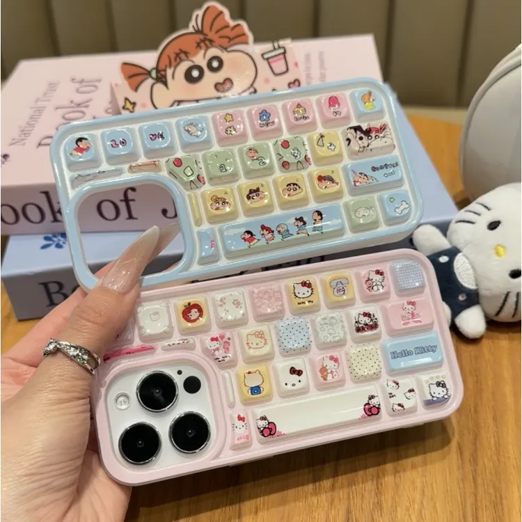 奥菲顿卡通凯蒂小新键盘适用苹果16promax手机壳15防摔14创意1312