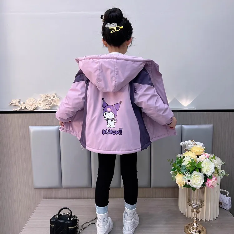 知恩童装女童秋冬加厚加绒连帽冲锋衣洋气保暖外