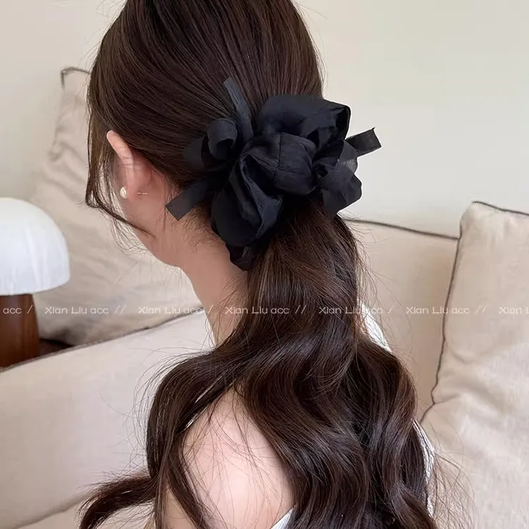东大门同款超仙软纱蝴蝶结大肠发圈女高级感头圈头绳日常百搭发饰