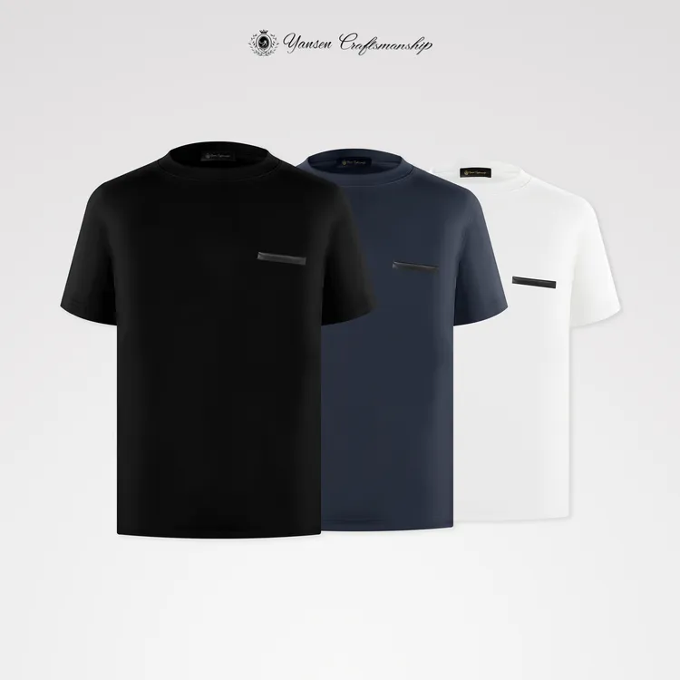 【黑标系列】】简约百搭精致格调工艺圆领短袖T恤Y081