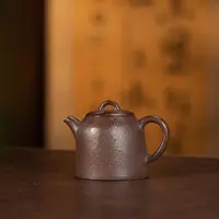 【利贞l手塑 汧殹（qiān yì）石鼓】九瀚制原矿老紫泥柴烧约115cc茶壶