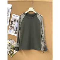 【ZHEN】35WY811 户外运动风格纹拼接袖抽绳卫衣